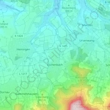 Eschenbach topographic map, elevation, terrain