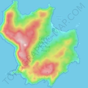 Codfish Island (Whenuahau) topographic map, elevation, terrain