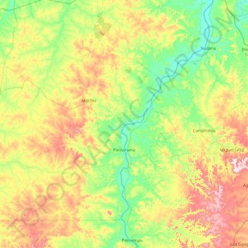 Parnarama topographic map, elevation, terrain