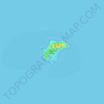 Necker Island topographic map, elevation, terrain