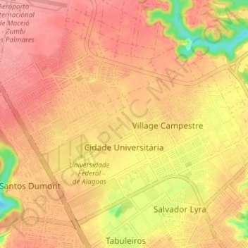 Cidade Universitária topographic map, elevation, terrain