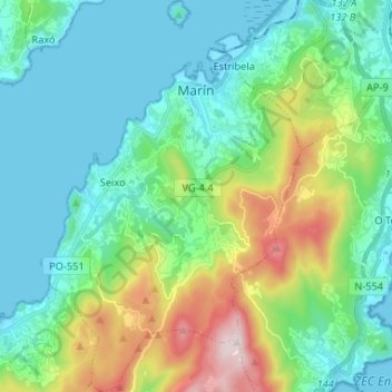 Marín topographic map, elevation, terrain