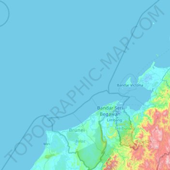 Brunei topographic map, elevation, terrain