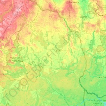powiat sejneński topographic map, elevation, terrain