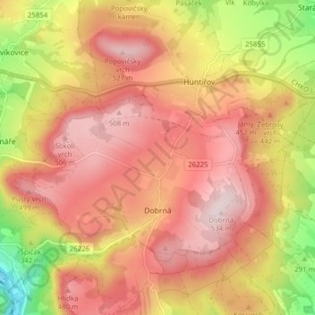 Dobrná topographic map, elevation, terrain