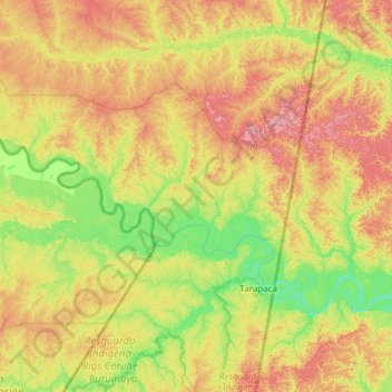 Tarapacá topographic map, elevation, terrain