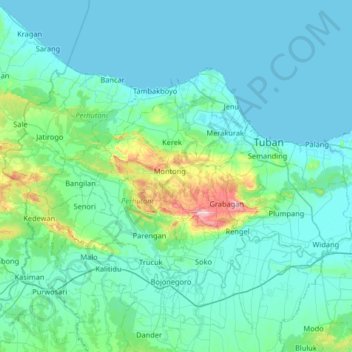 Tuban topographic map, elevation, terrain