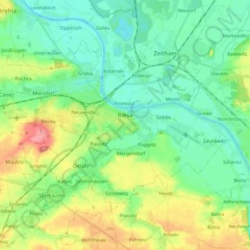 Riesa topographic map, elevation, terrain