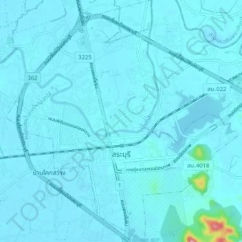 Saraburi topographic map, elevation, terrain