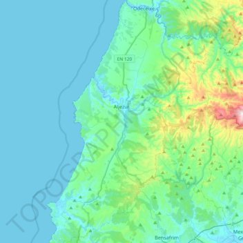 Aljezur topographic map, elevation, terrain