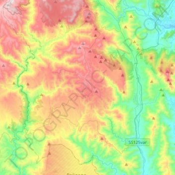 Ulassa/Ulassai topographic map, elevation, terrain