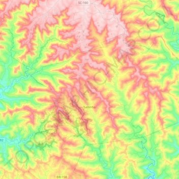 Saltinho topographic map, elevation, terrain