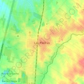 Las Piedras topographic map, elevation, terrain