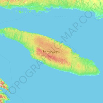 Isla de Anticosti topographic map, elevation, terrain
