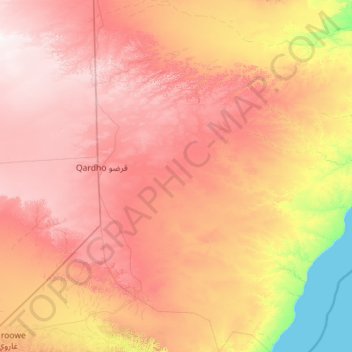 Qardho District topographic map, elevation, terrain