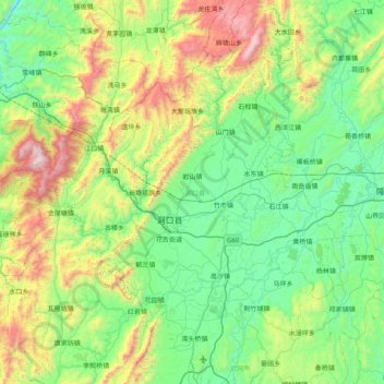 洞口县 topographic map, elevation, terrain