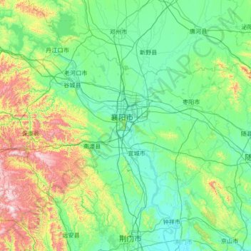 襄阳市 topographic map, elevation, terrain