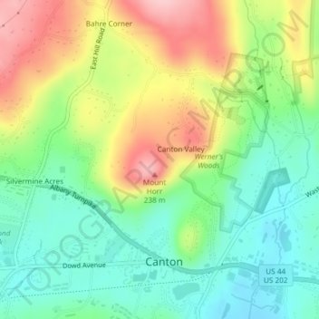 Canton Valley topographic map, elevation, terrain