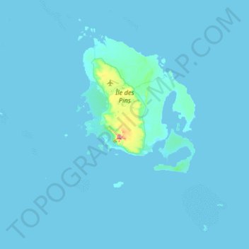 Île des Pins topographic map, elevation, terrain