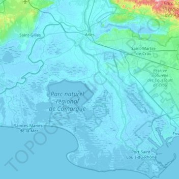 Arles topographic map, elevation, terrain