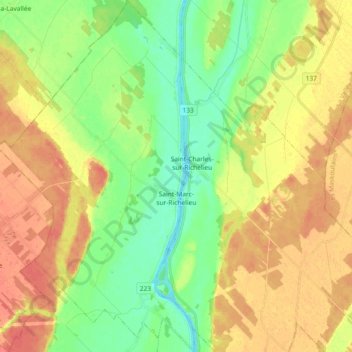 Saint-Marc-sur-Richelieu topographic map, elevation, terrain
