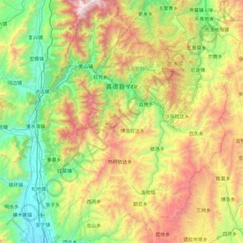 Préfecture autonome yi de Liangshan topographic map, elevation, terrain