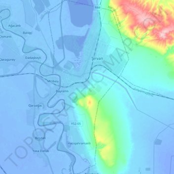 Shirvan District topographic map, elevation, terrain