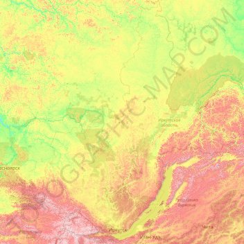 Иркутская область topographic map, elevation, terrain