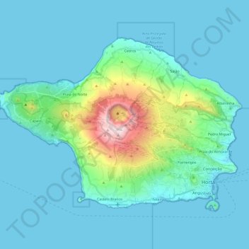 Isla de Faial topographic map, elevation, terrain