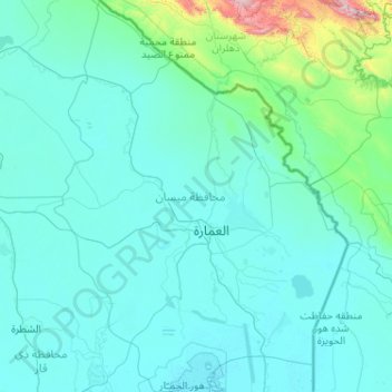 Maysan Governorate topographic map, elevation, terrain