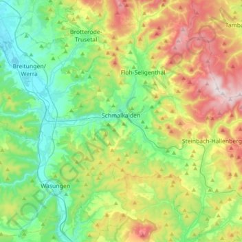 Schmalkalden topographic map, elevation, terrain