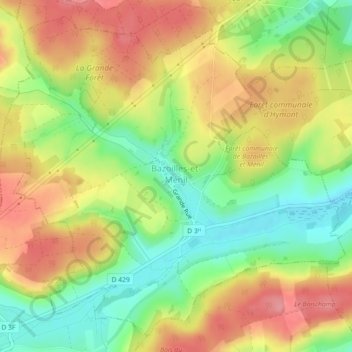 Bazoilles-et-Ménil topographic map, elevation, terrain