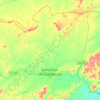 Santa Cruz do Capibaribe topographic map, elevation, terrain