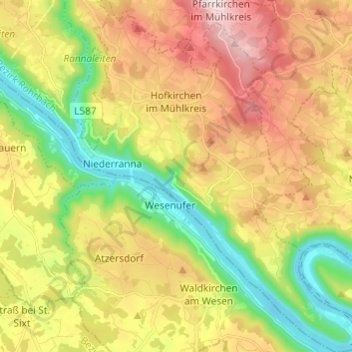 Hofkirchen im Mühlkreis topographic map, elevation, terrain