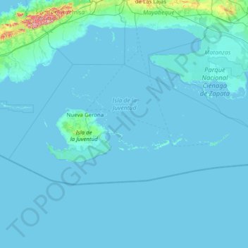 Isla de la Juventud topographic map, elevation, terrain