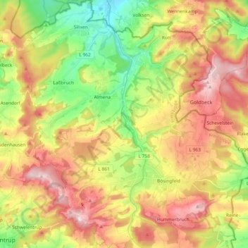Extertal topographic map, elevation, terrain