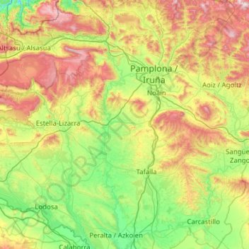 Río Arga topographic map, elevation, terrain
