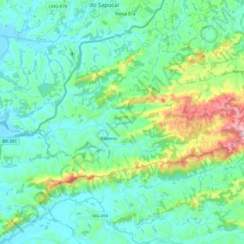 Ribeiros topographic map, elevation, terrain