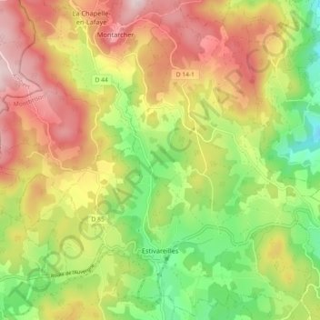 Estivareilles topographic map, elevation, terrain