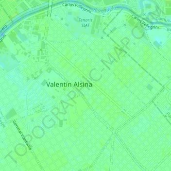 Valentín Alsina topographic map, elevation, terrain
