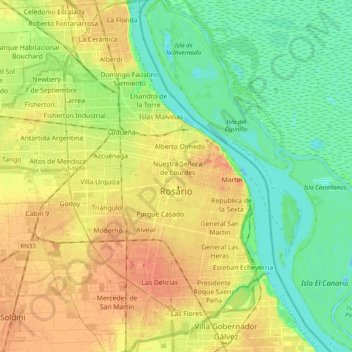 Rosario topographic map, elevation, terrain