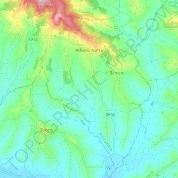 Alfiano Natta topographic map, elevation, terrain