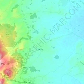 Taynton topographic map, elevation, terrain