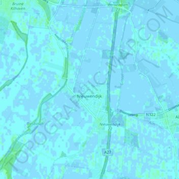 Nieuwendijk topographic map, elevation, terrain
