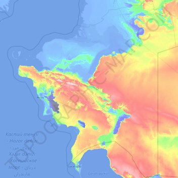 Mangystau Region topographic map, elevation, terrain