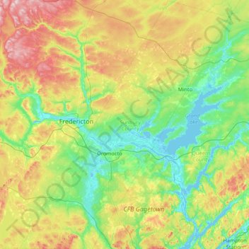 Comté de Sunbury topographic map, elevation, terrain
