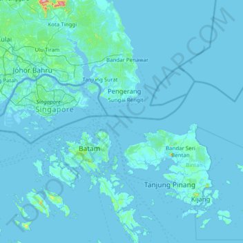 Singapore Strait topographic map, elevation, terrain