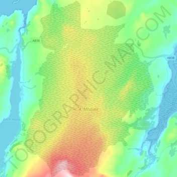 A' Mhòine topographic map, elevation, terrain
