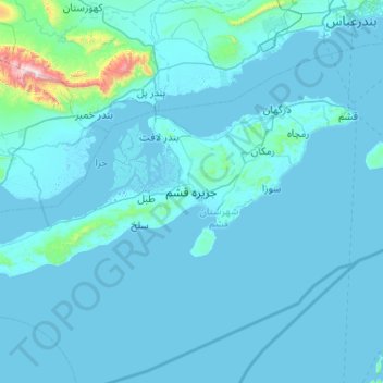 Qeshm Island topographic map, elevation, terrain