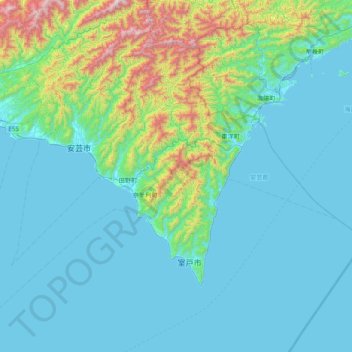 Aki County topographic map, elevation, terrain